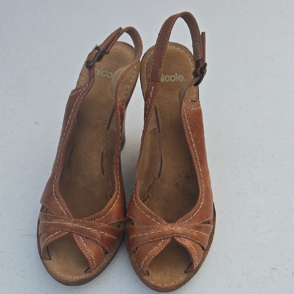 Nicole Brown Sandals with Braided Detail